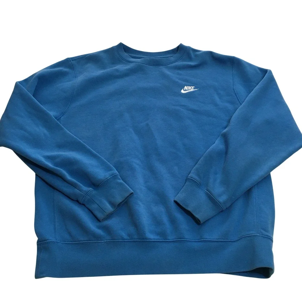 Nike Sportswear Club Fleece Men's Crew Sweatshirt Small Blue